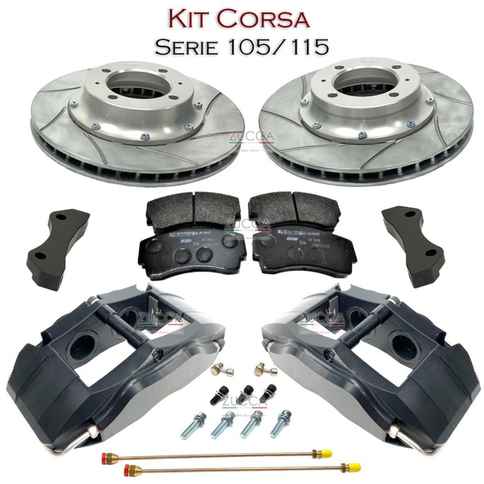 KIT Dischi Ant. Ø 280 x h: 22 mm + Pinze 4 Pistoncini (Serie: 105/115 - 1.300 ⭢ 2.000 cc & Montreal)