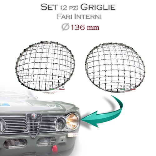 Coppia Griglie  - Fari INTERNI Ø136 mm (Giulia Super / GT Bertone & 1750 Berlina)