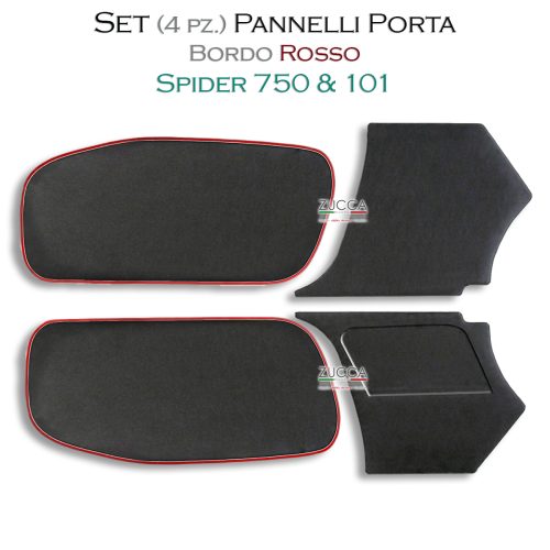 Set (4 pz.) Pannelli Porta - Bordo Rosso (Spider Giulietta 750 & 101)