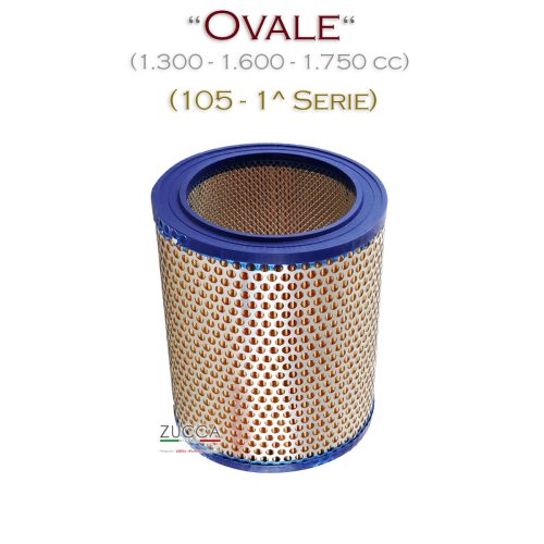 Filtro Aria Ovale "Ø int. 12➔13 x Ø est. 16,5➔17,5 x h 20,2 cm" (105 - 1ª Serie) "STD"