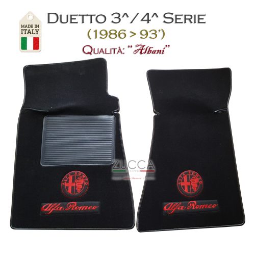 Tappetini (Duetto 3/4 - 1986-93) Neri / Logo Rosso - Qualità "ALBANI"