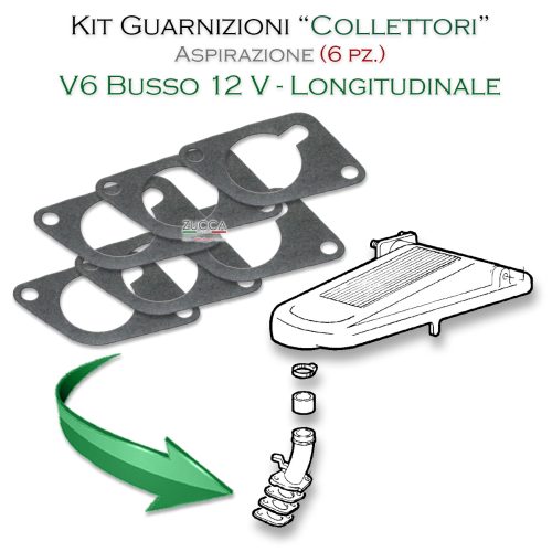 Guarnizioni (6pz.) Collettori Aspirazione (2.500 & 3.000 cc - V6 12 V - Longitudinale